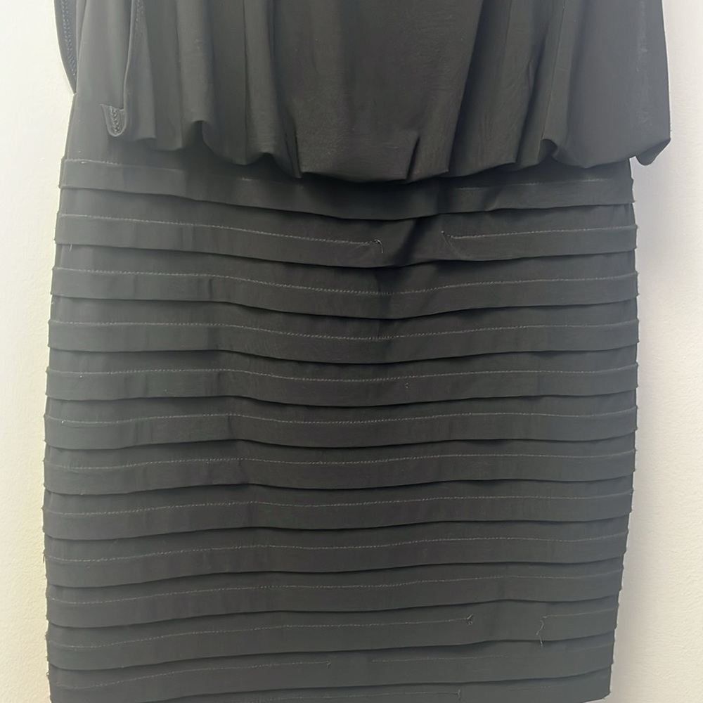 XSCAPE Women’s Black Blouson Short Length Bodice Brooch Sleeveless Dress 14p - Picture 2 of 8